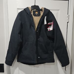 Men’s Navy Sherpa-Lined Hooded Work Jacket